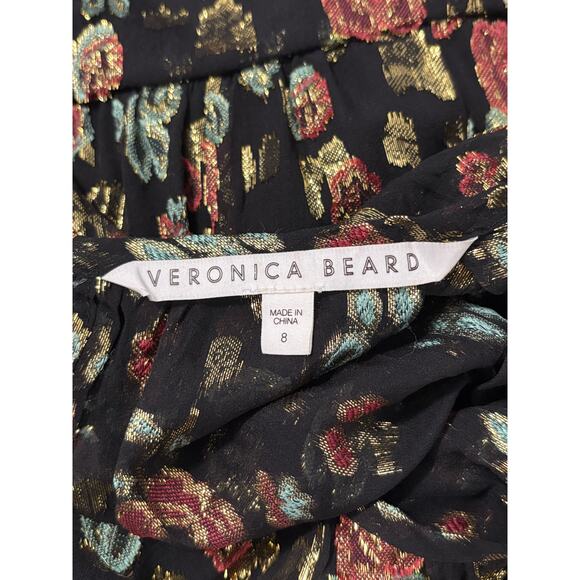 Veronica Beard Robin Silk Blend Jacquard Dress Women's 8 Gold Metallic Holiday - Picture 10 of 12